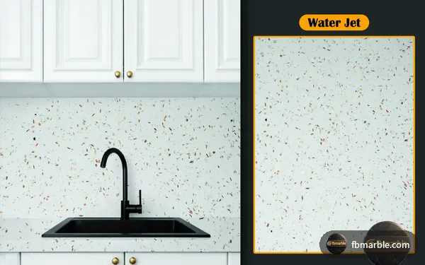 Water Jet Quartz slab from FB Marble Lahore, suited to collage of quartz styles