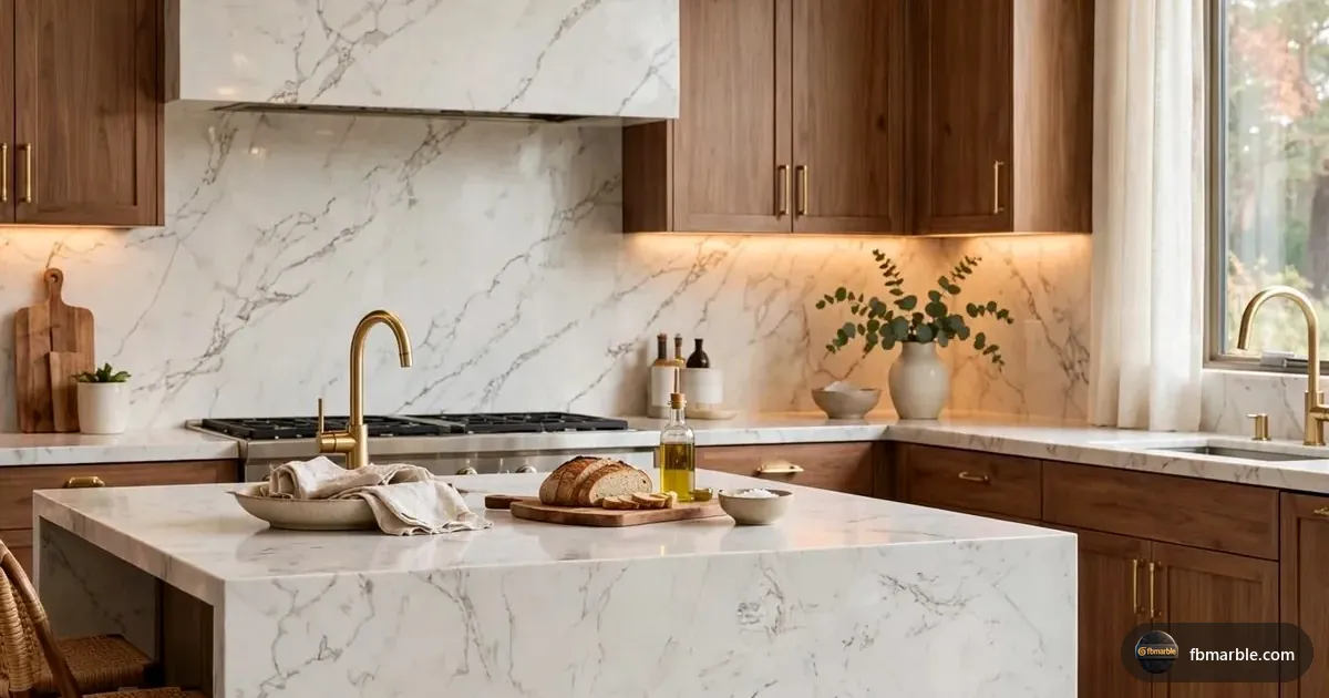 Antique White Quartz slab from FB Marble Lahore, suited to white quartz island with pendants