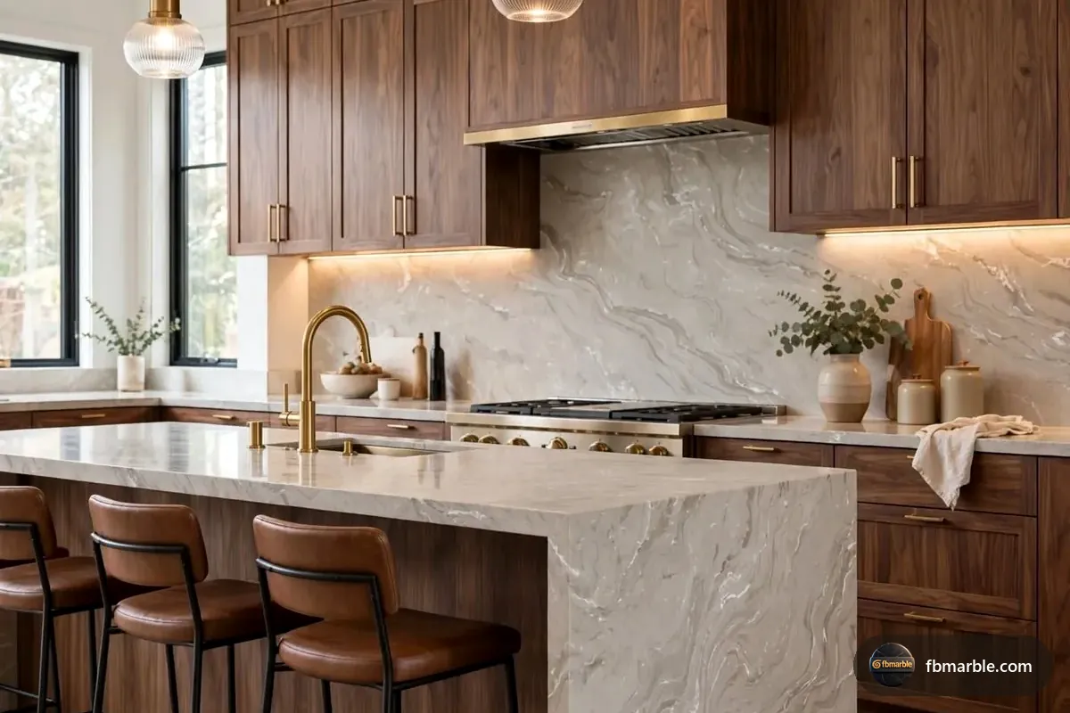 Venus Grey Quartz slab from FB Marble Lahore, suited to grey quartz island