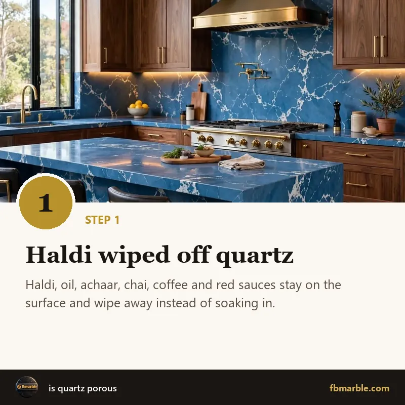 Step 1: Haldi wiped off quartz – is quartz porous
