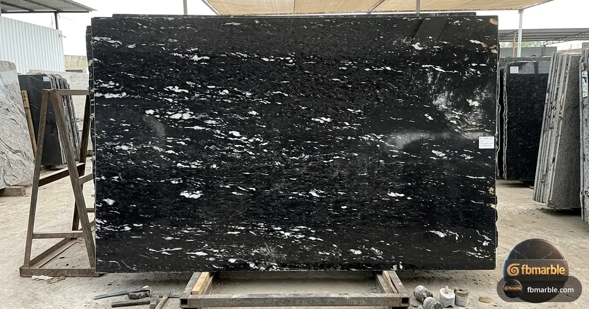 Black Juparana Granite slab from FB Marble Lahore, suited to quartz and granite samples tested