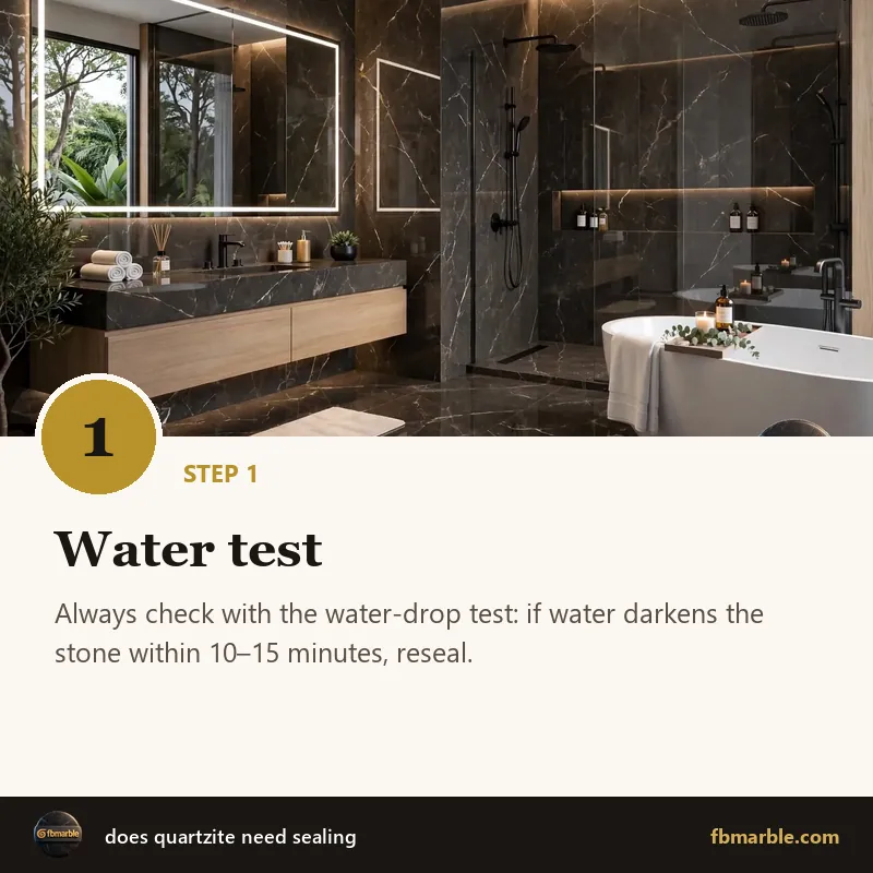 Step 1: Water test – does quartzite need sealing