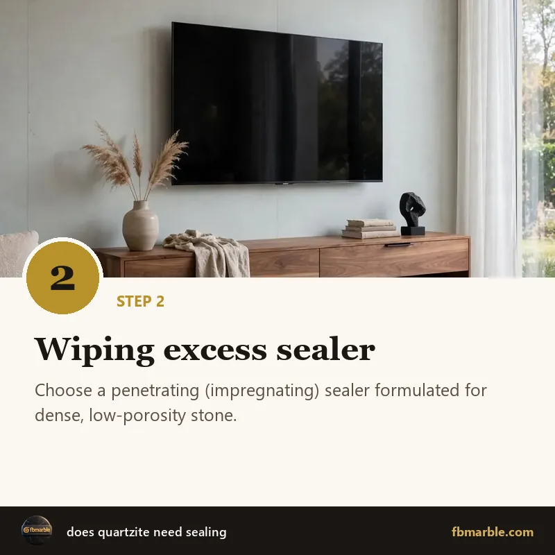 Step 2: Wiping excess sealer – does quartzite need sealing