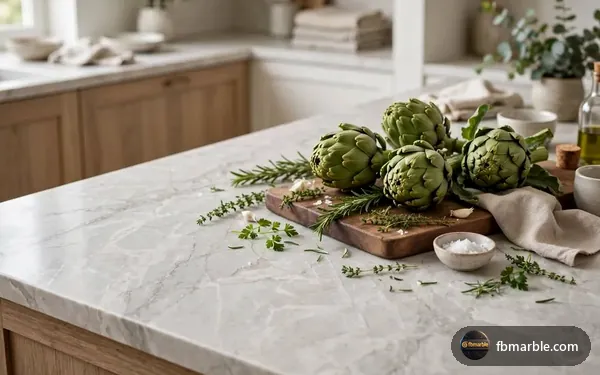 Quartzite countertop with fresh herbs, Pakistan