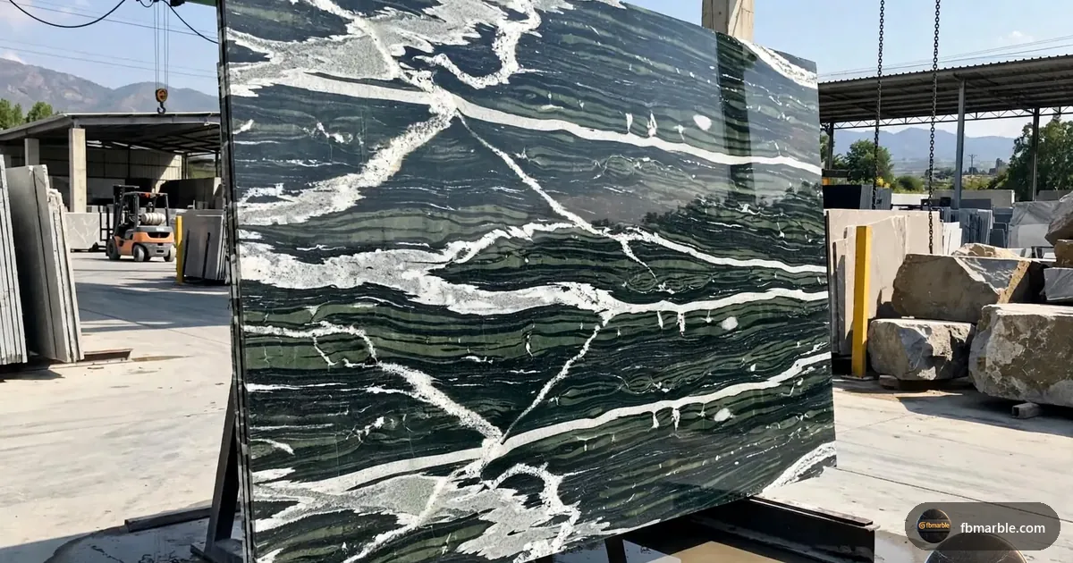Seawood Green Granite slab from FB Marble Lahore, suited to quartzite vs granite slabs
