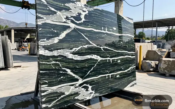 Seawood Green Granite slab from FB Marble Lahore, suited to quartzite vs granite slabs