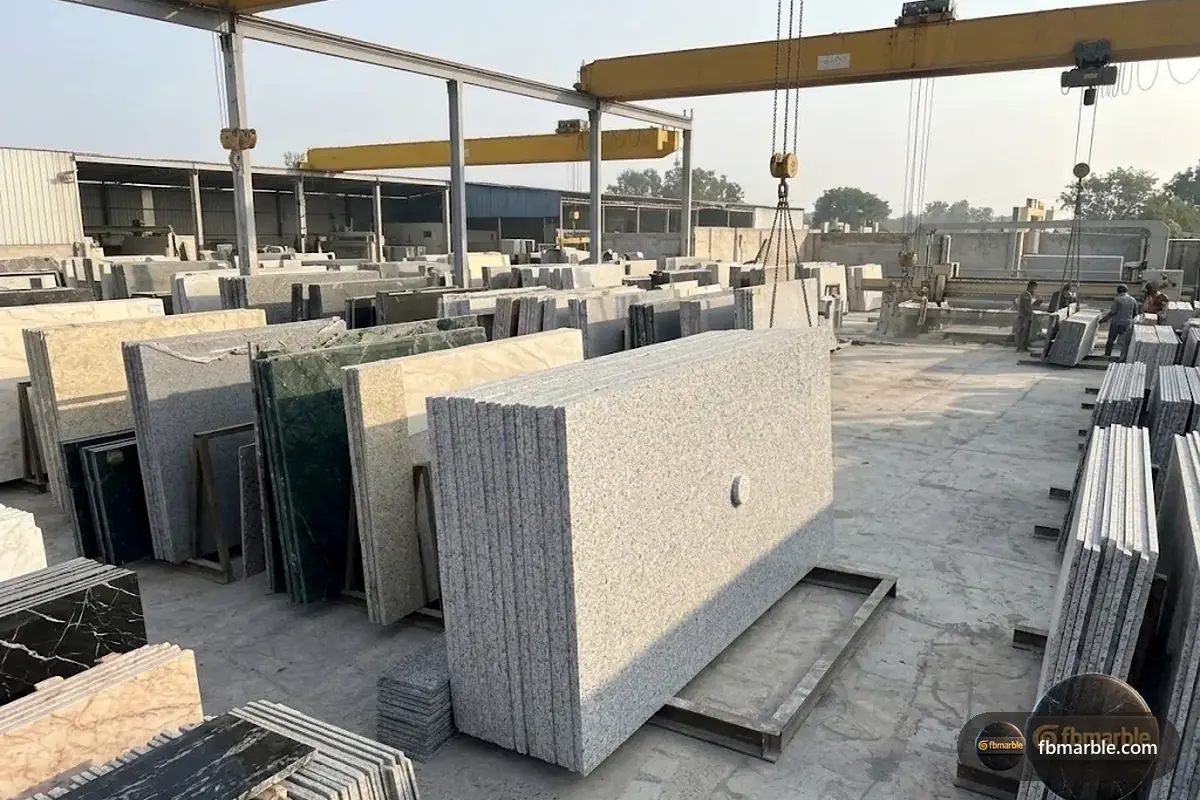 Deer White Granite slab from FB Marble Lahore, suited to block being cut into slabs