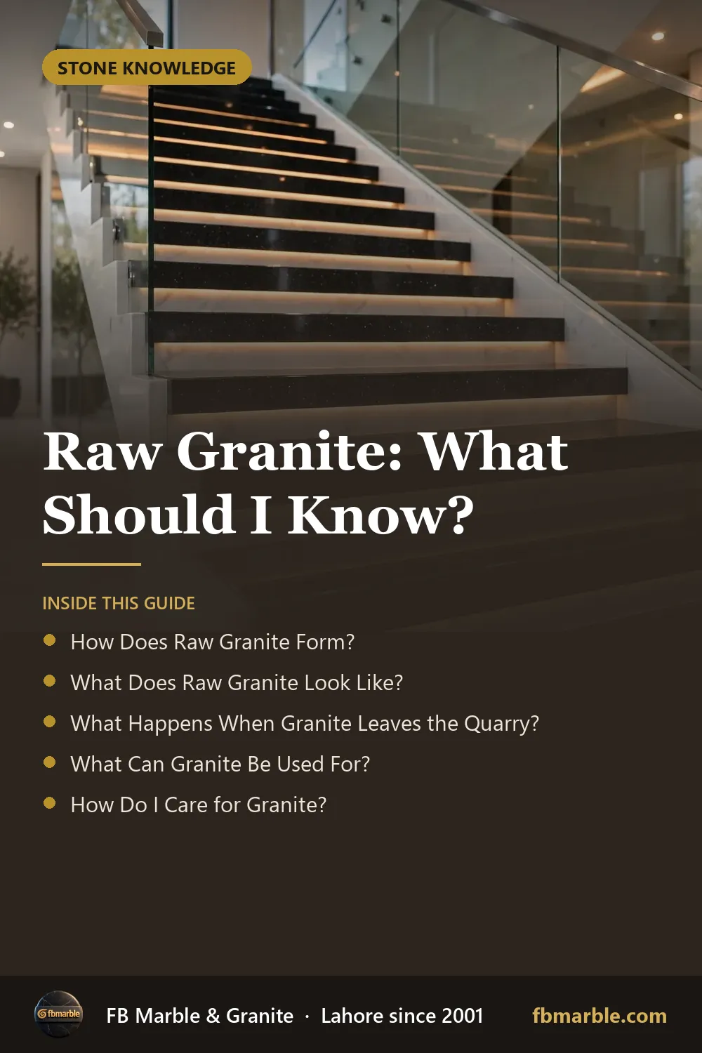 Pinterest graphic: Raw Granite: What Should I Know? – FB Marble guide
