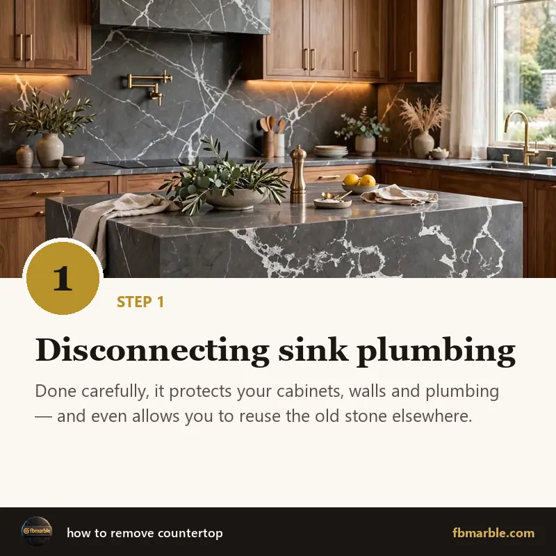Step 1: Disconnecting sink plumbing – how to remove countertop