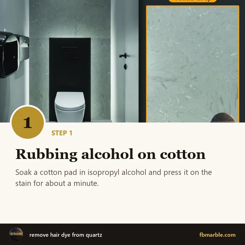 Step 1: Rubbing alcohol on cotton – remove hair dye from quartz
