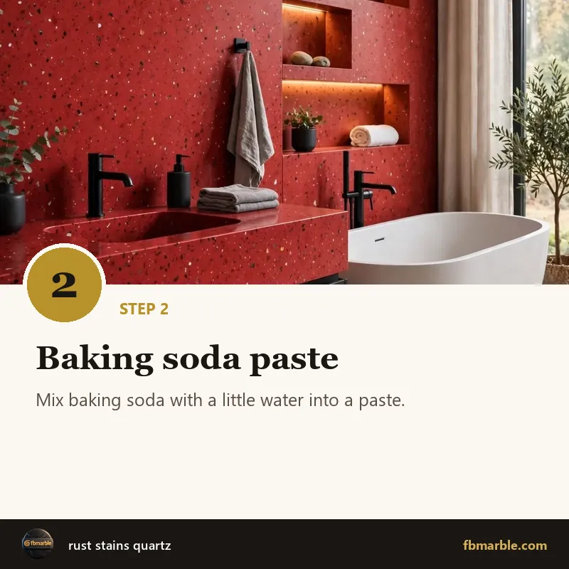 Step 2: Baking soda paste – rust stains quartz