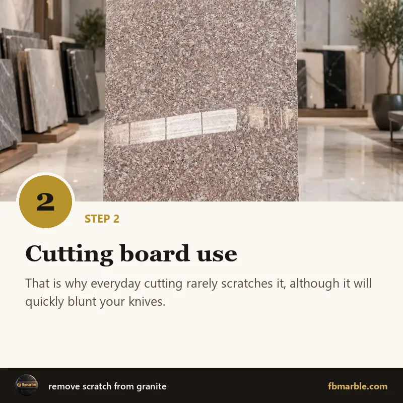 Step 2: Cutting board use – remove scratch from granite