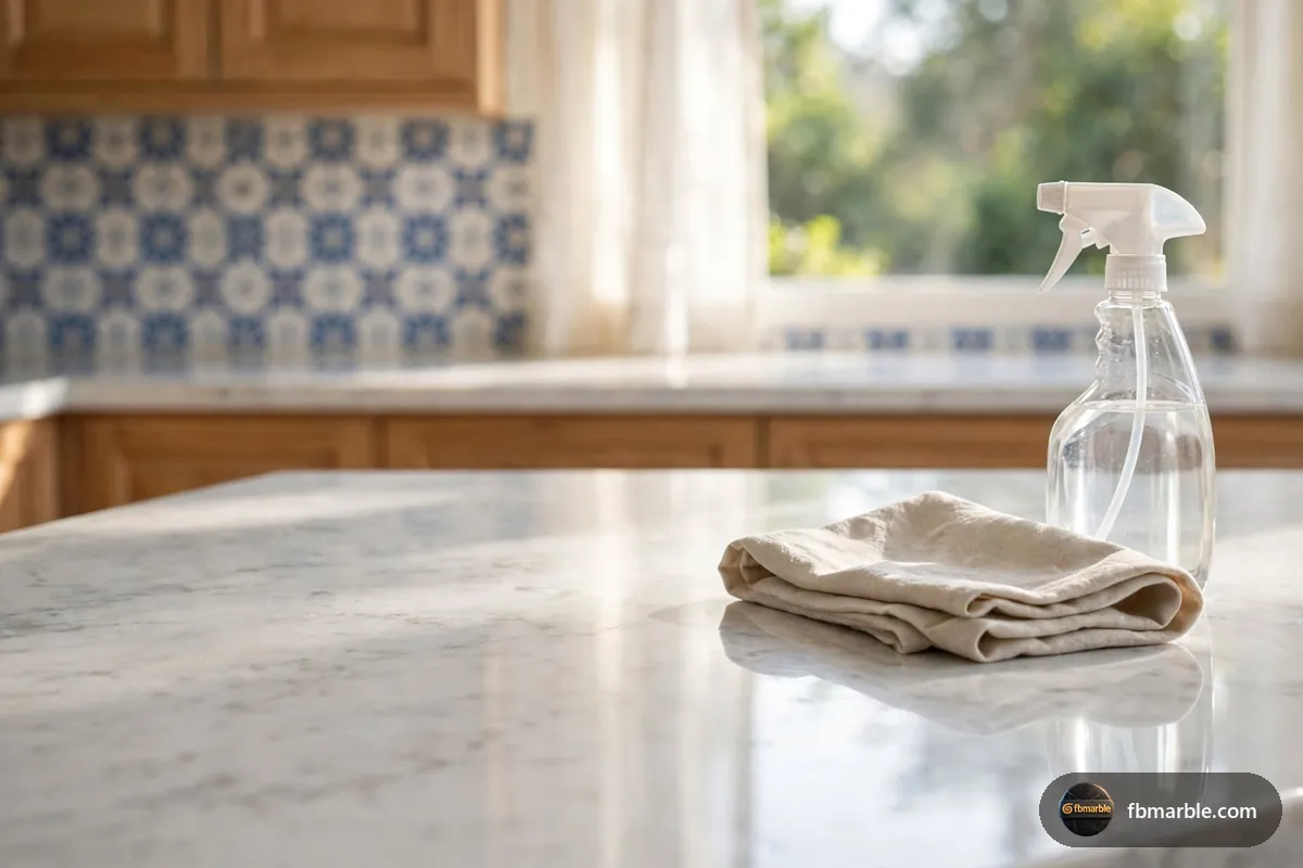 Clean restored marble counter after treatment – remove stains from marble
