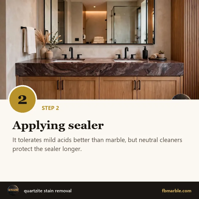 Step 2: Applying sealer – quartzite stain removal