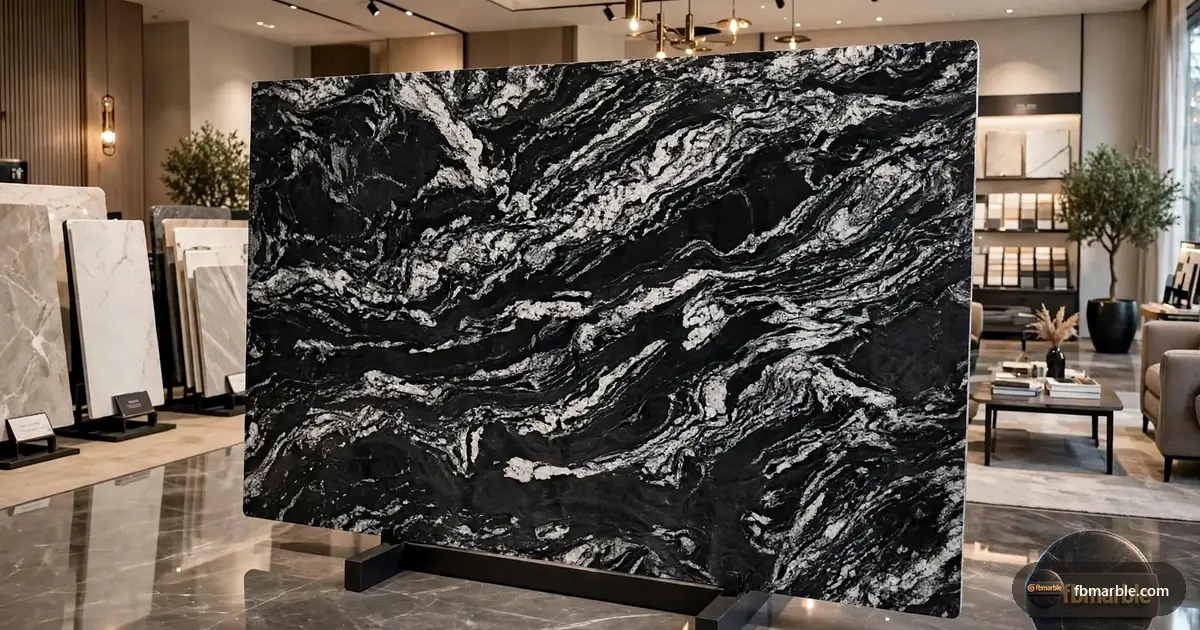 Forest Black Granite slab from FB Marble Lahore, suited to sealing granite countertop