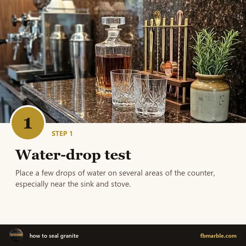 Step 1: Water-drop test – how to seal granite