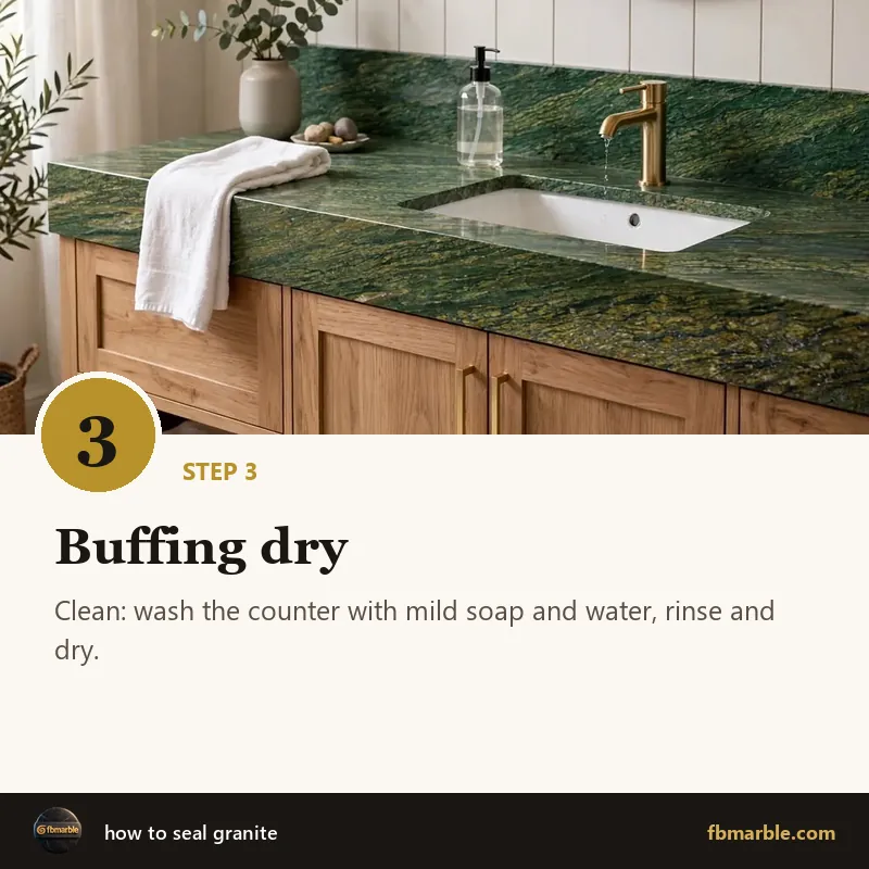 Step 3: Buffing dry – how to seal granite