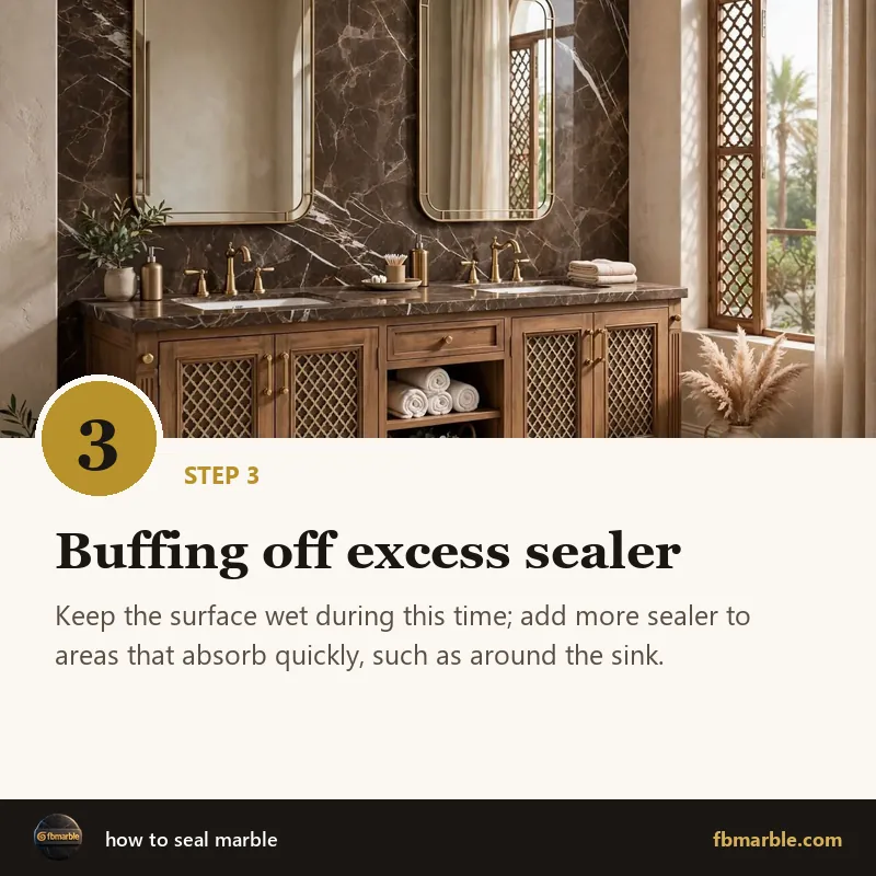Step 3: Buffing off excess sealer – how to seal marble