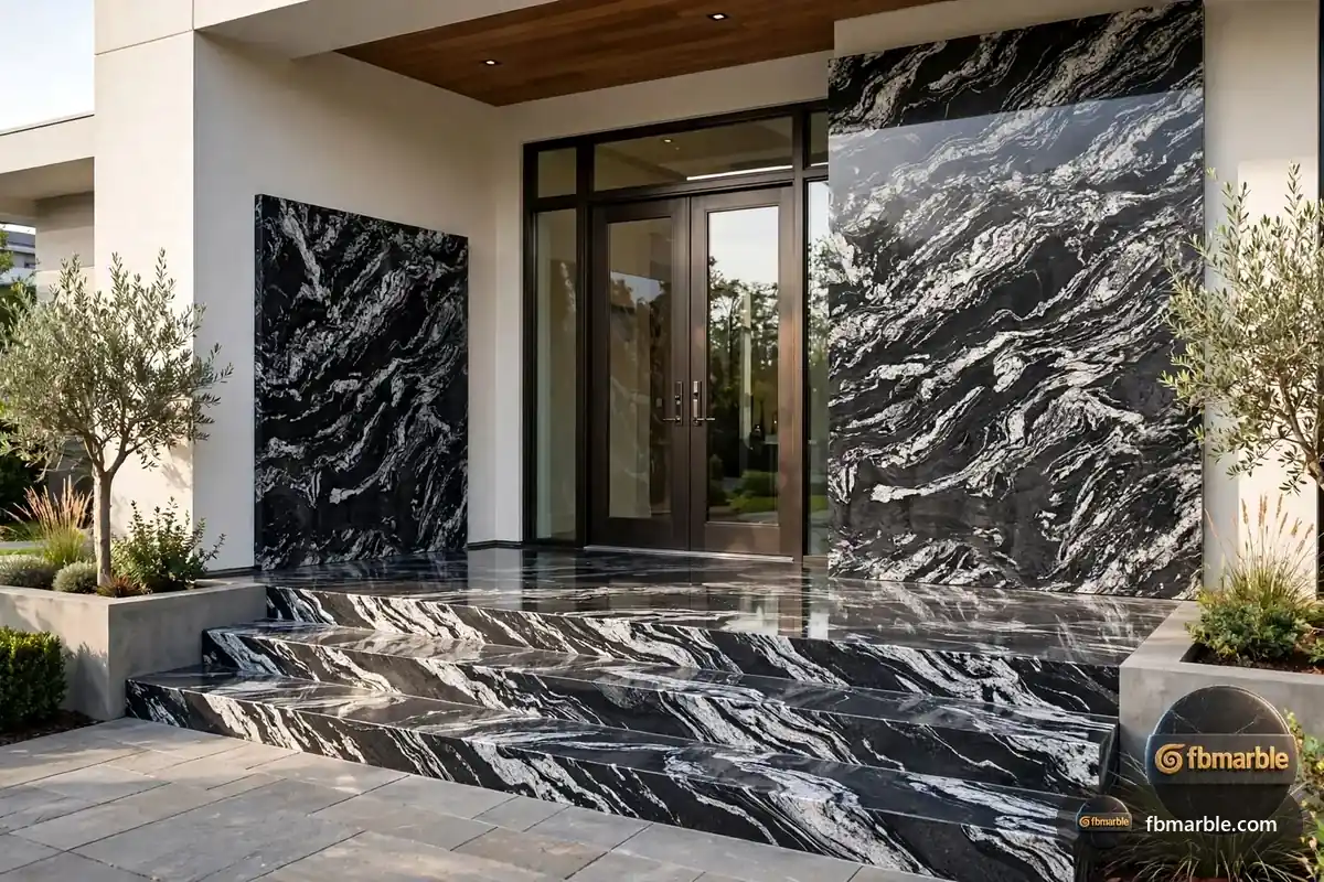 Forest Black Granite slab from FB Marble Lahore, suited to 3cm island