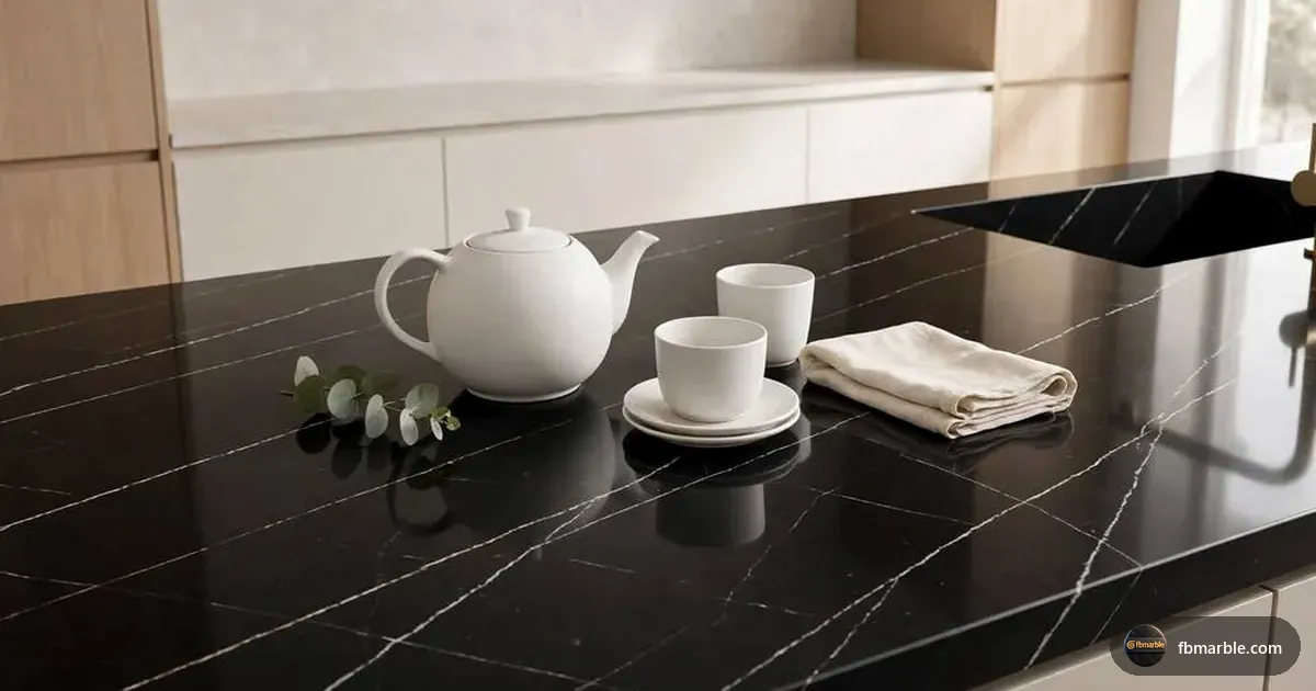 Quartz countertop with teapot, Pakistan