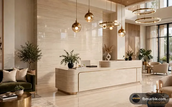 Cream Marble Slab Porcelain slab from FB Marble Lahore, suited to stone fireplace in living room