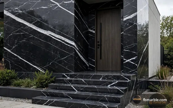 Marquina Black Granite slab from FB Marble Lahore, suited to suede finish black granite close-up