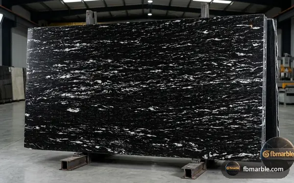Black Juparana Granite slab from FB Marble Lahore, suited to granite and marble samples side by side