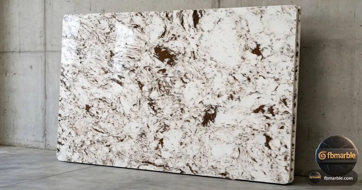 Drill Brown Quartz slab from FB Marble Lahore, suited to kitchen remodel in progress