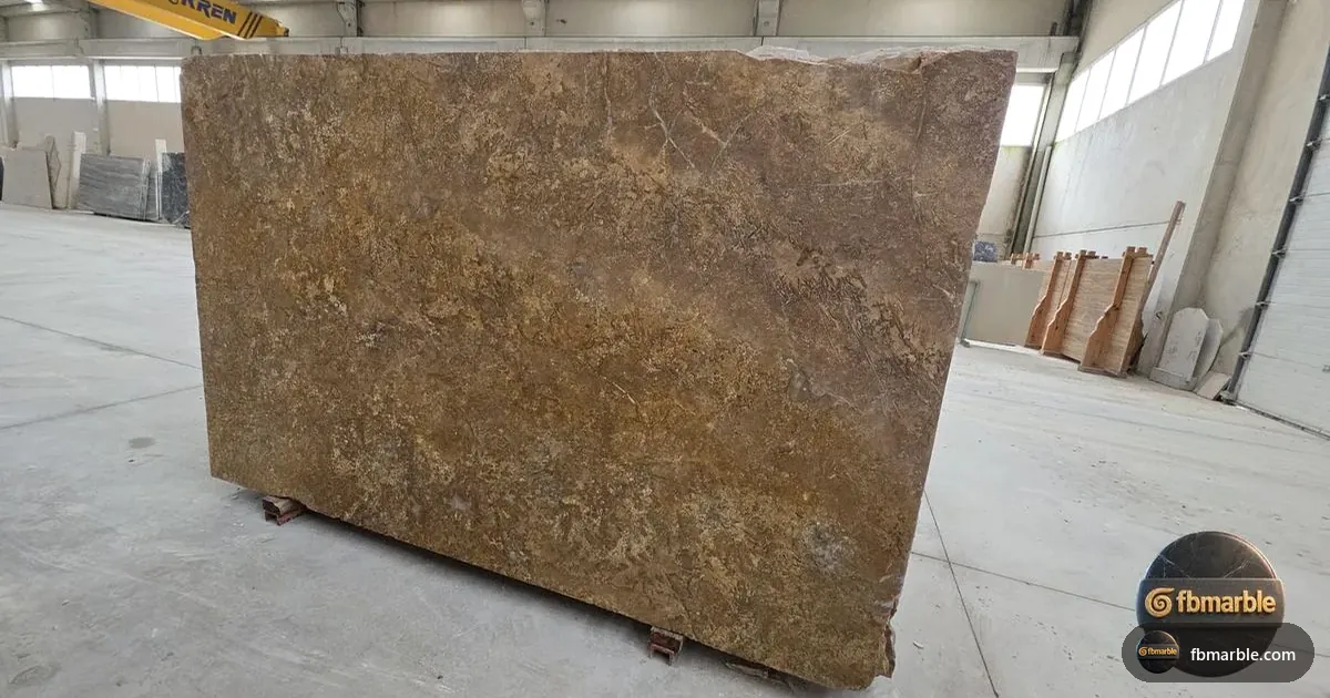 Noce Travertine slab from FB Marble Lahore, suited to travertine floor and wall