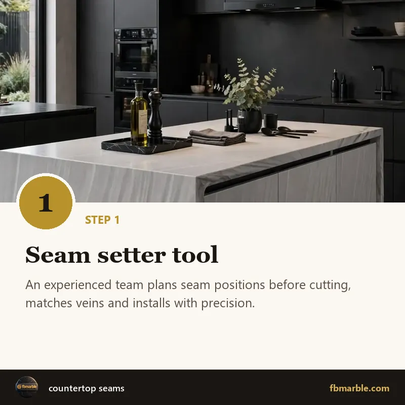Step 1: Seam setter tool – countertop seams