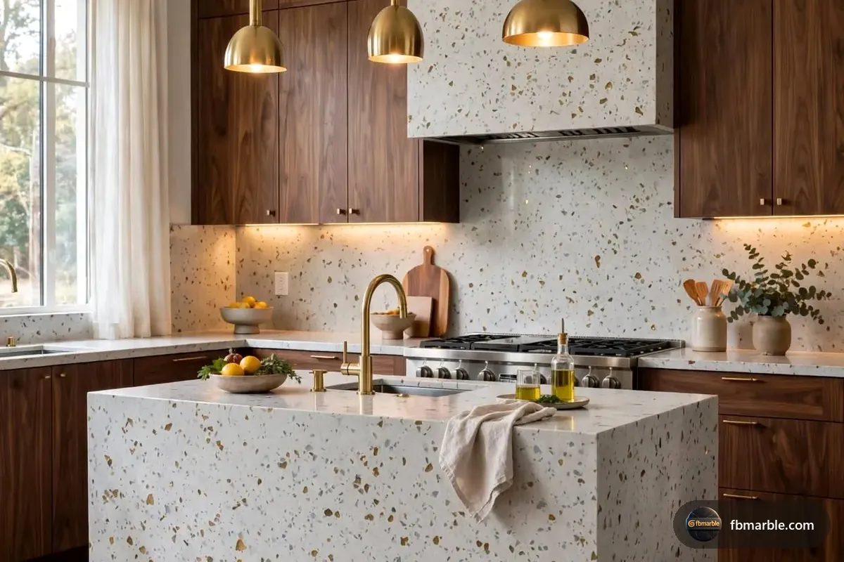 Fine Decor Quartz slab from FB Marble Lahore, suited to fossil limestone close-up