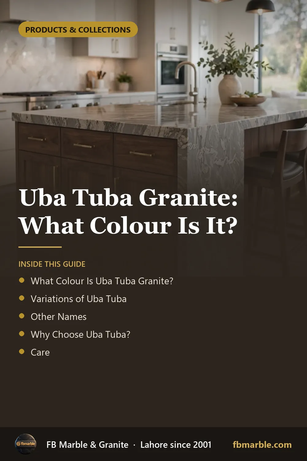 Pinterest graphic: Uba Tuba Granite: What Colour Is It? – FB Marble guide