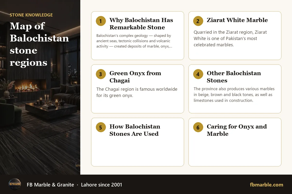 Map of Balochistan stone regions – Balochistan stones infographic by FB Marble
