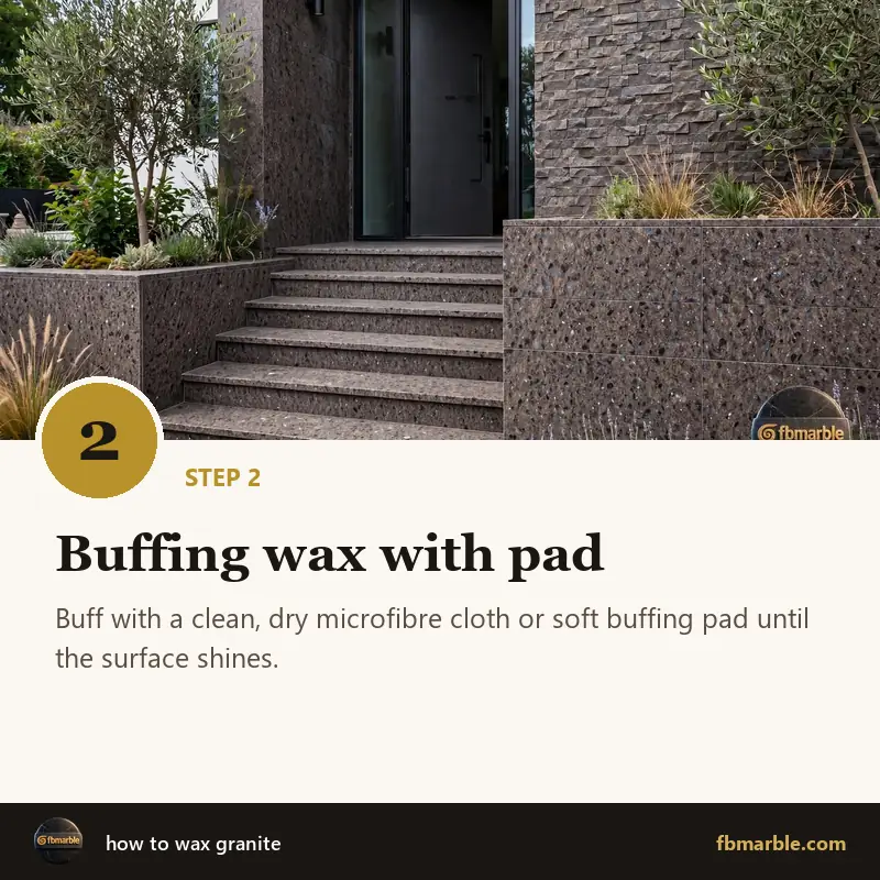 Step 2: Buffing wax with pad – how to wax granite