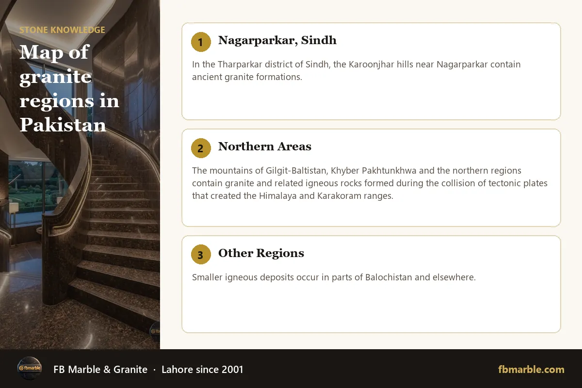 Map of granite regions in Pakistan – Pakistani granite source infographic by FB Marble