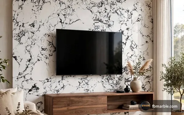 Panda White Quartz slab from FB Marble Lahore, suited to light grey cabinets with white quartz