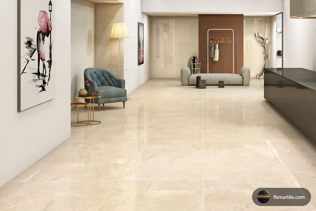 Botticino Marble slab from FB Marble Lahore, suited to imported white marble vanity