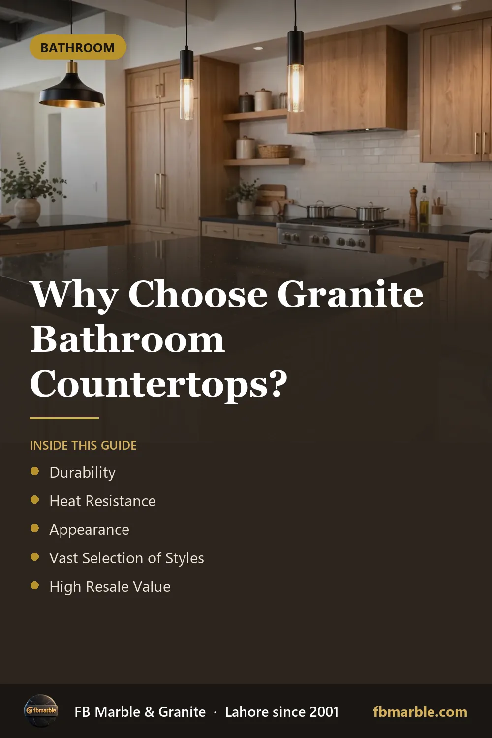 Pinterest graphic: Why Choose Granite Bathroom Countertops? – FB Marble guide