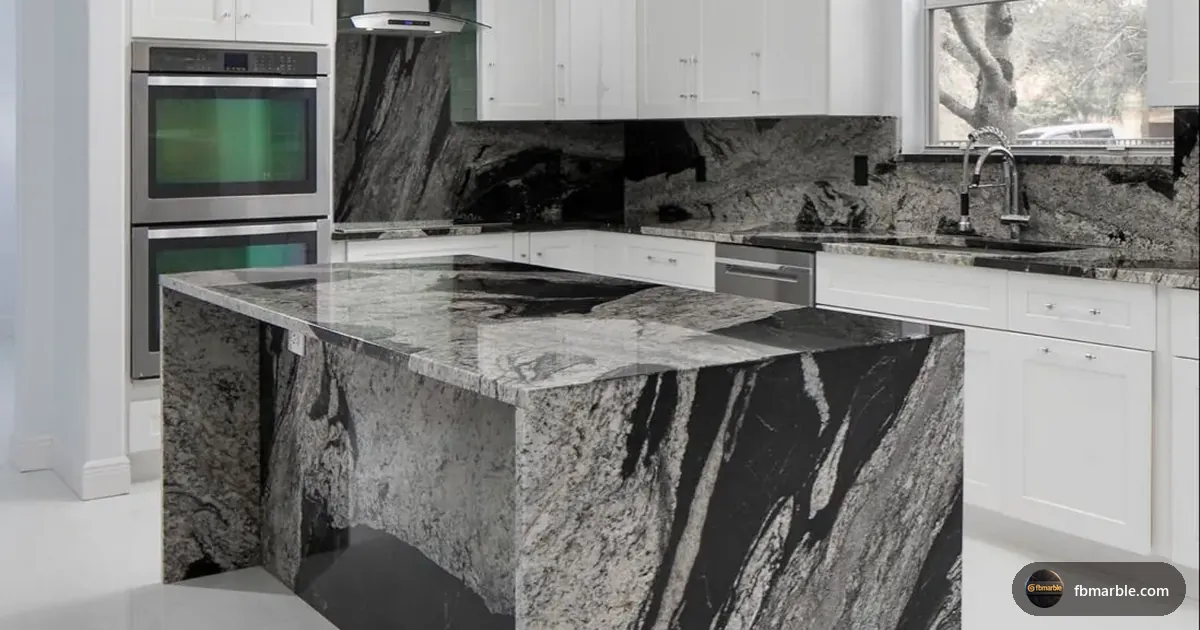 Cosmo Wave Granite slab from FB Marble Lahore, suited to granite kitchen in pakistani home