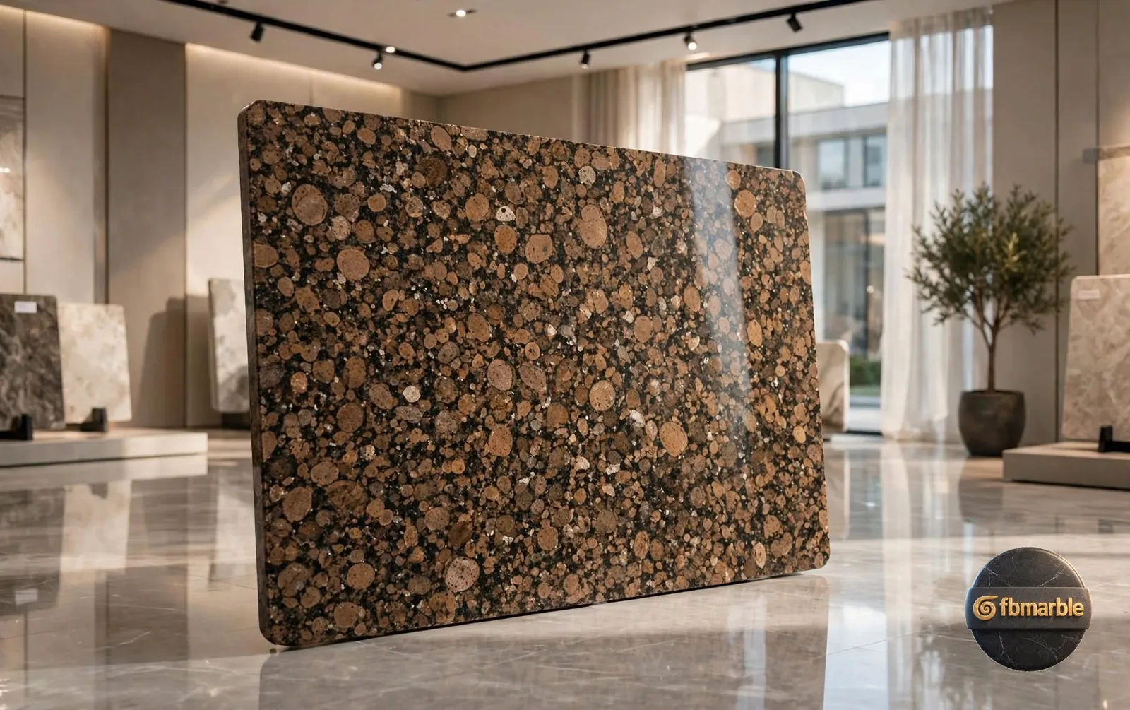 Baltic Brown Granite photo 3 – Finnish rapakivi granite with round brown feldspar crystals