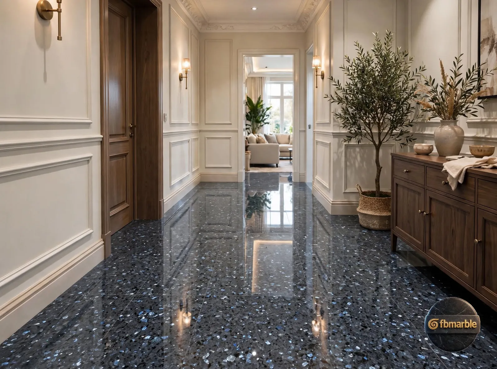 Blue Pearl Granite photo 2 – Norwegian larvikite with blue-silver shimmering feldspar