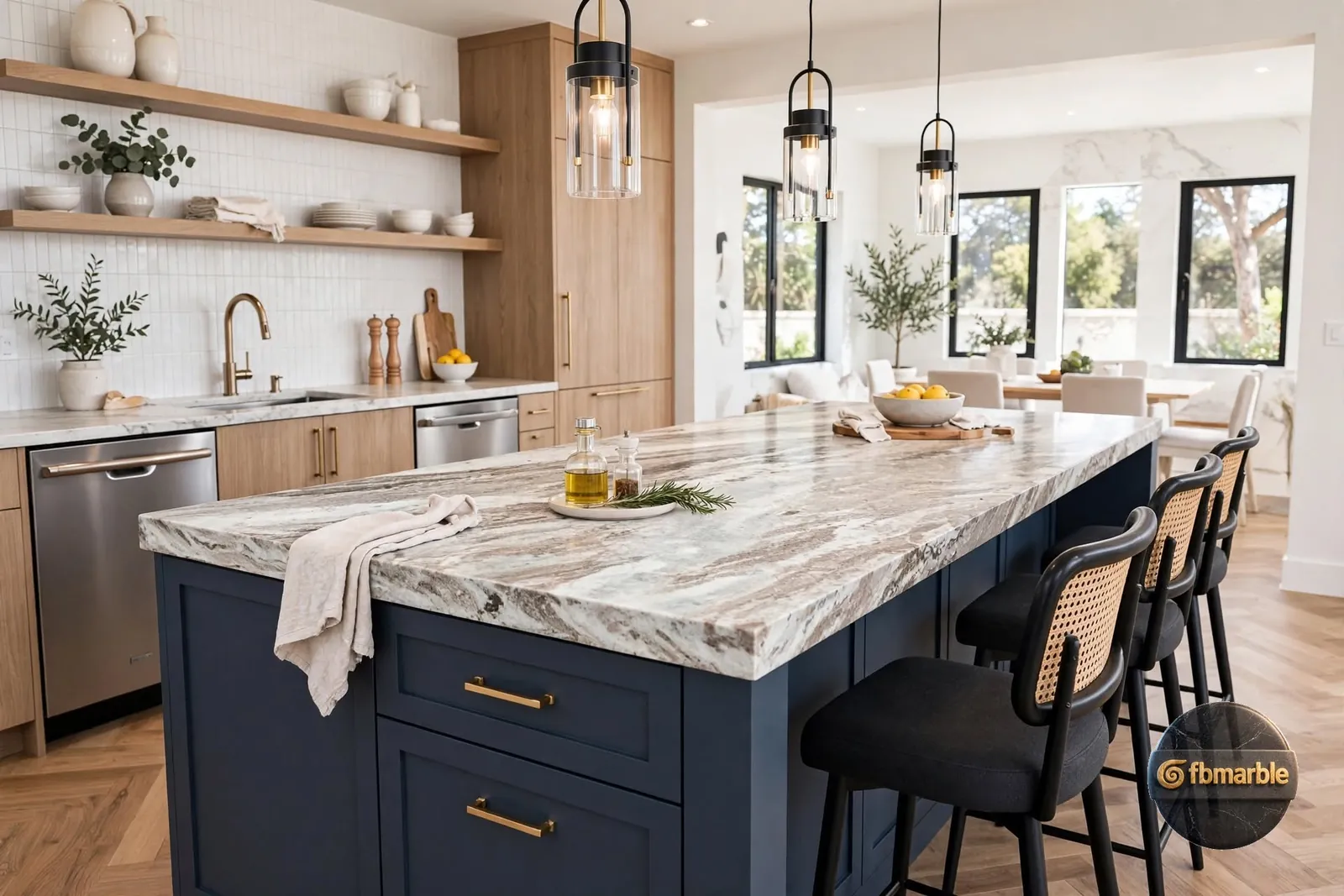 Brown Fantasy Granite photo 3 β Brazilian granite with swirling cream, brown and rust waves