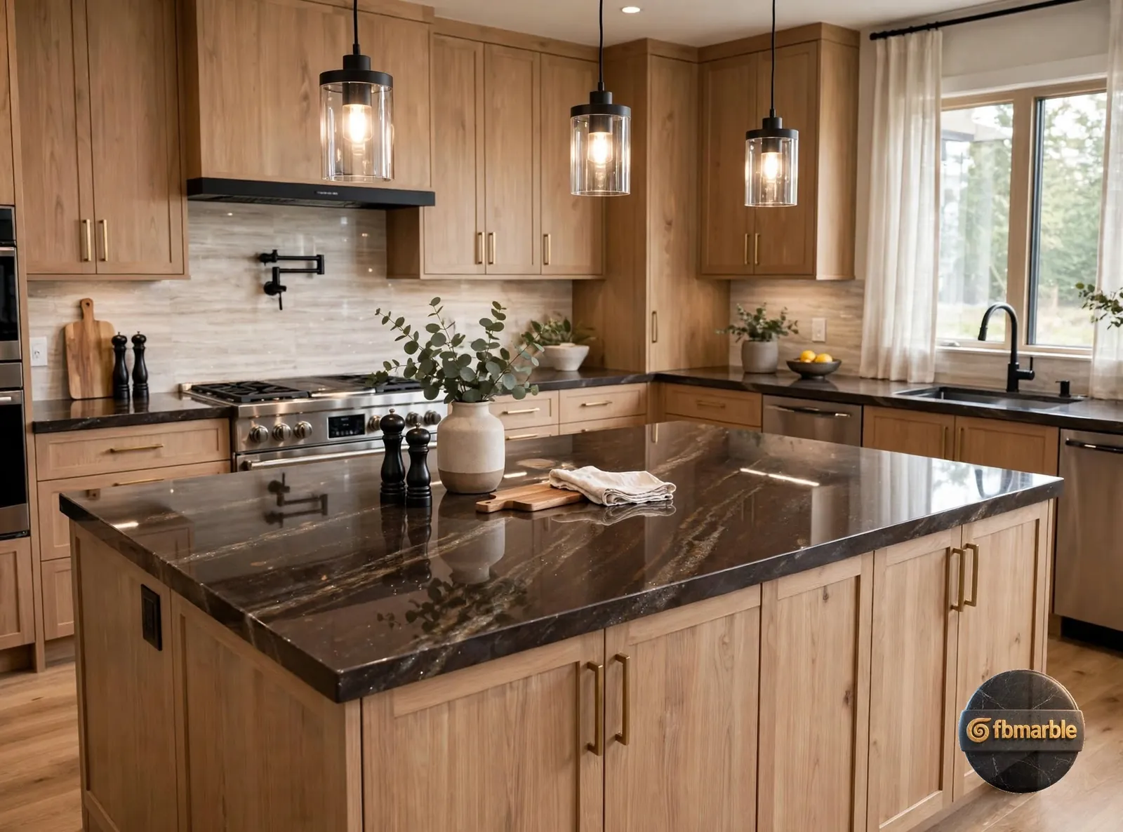 Brown Wave Granite photo 3 – Brazilian granite with flowing brown, cream and black waves