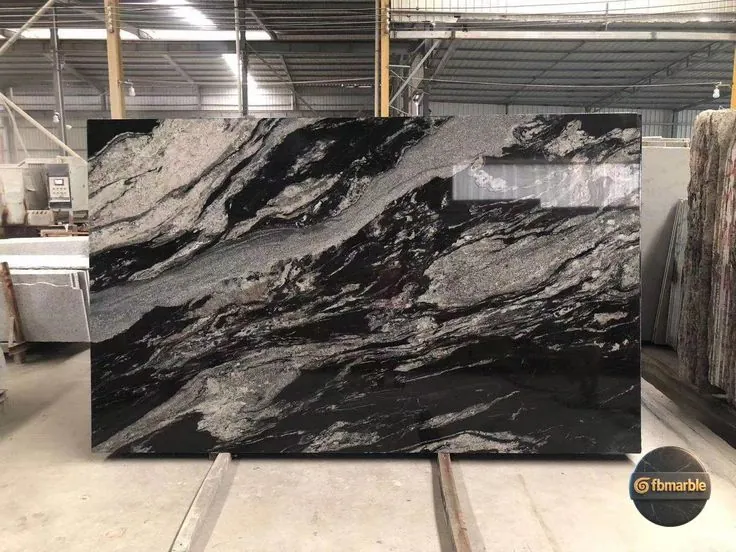 Cosmo Wave Granite photo 2 – black and grey Brazilian granite with silver wave movement