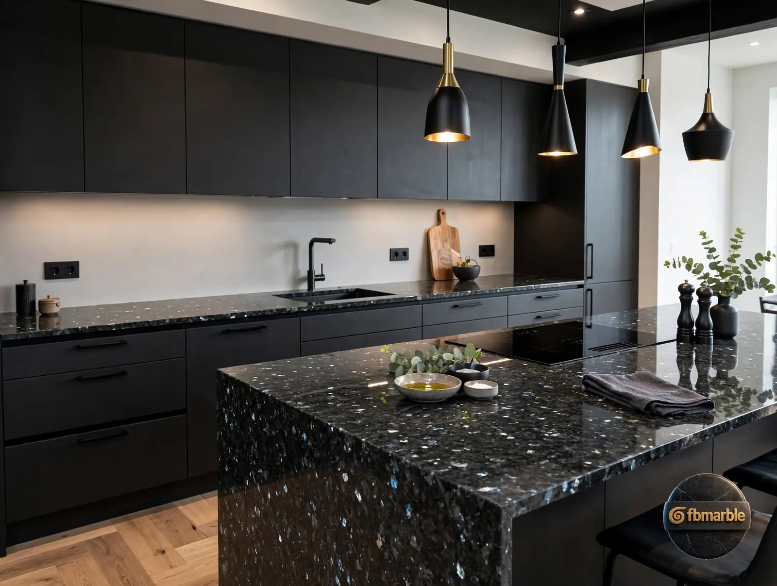 Emerald Pearl Granite photo 3 β Norwegian larvikite in deep green with pearl-like shimmer