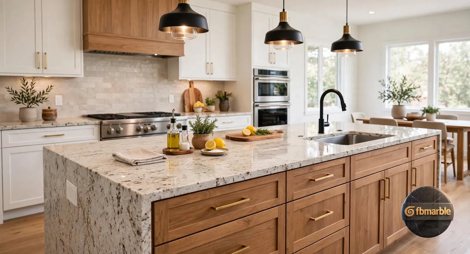 Kashmir Gold Granite photo 2 – amber and gold granite with brown and black crystals