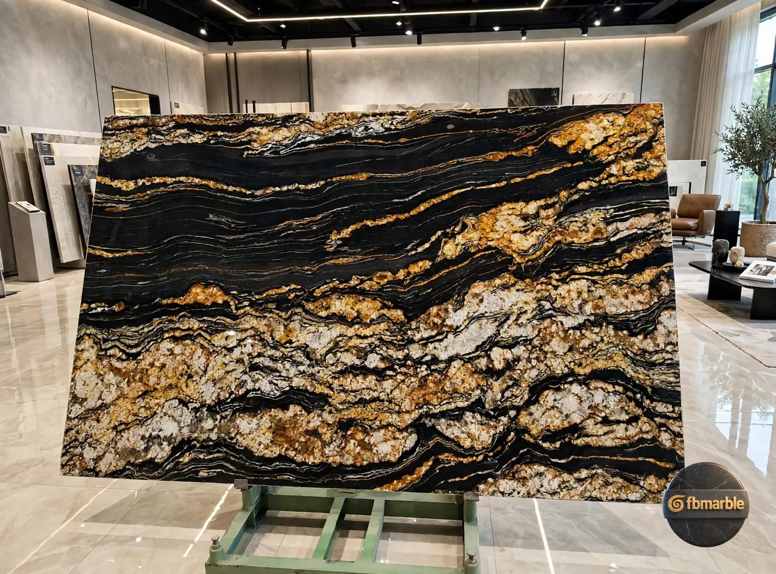 Magma Black Granite photo 4 – exotic Brazilian black granite with lava-orange flows