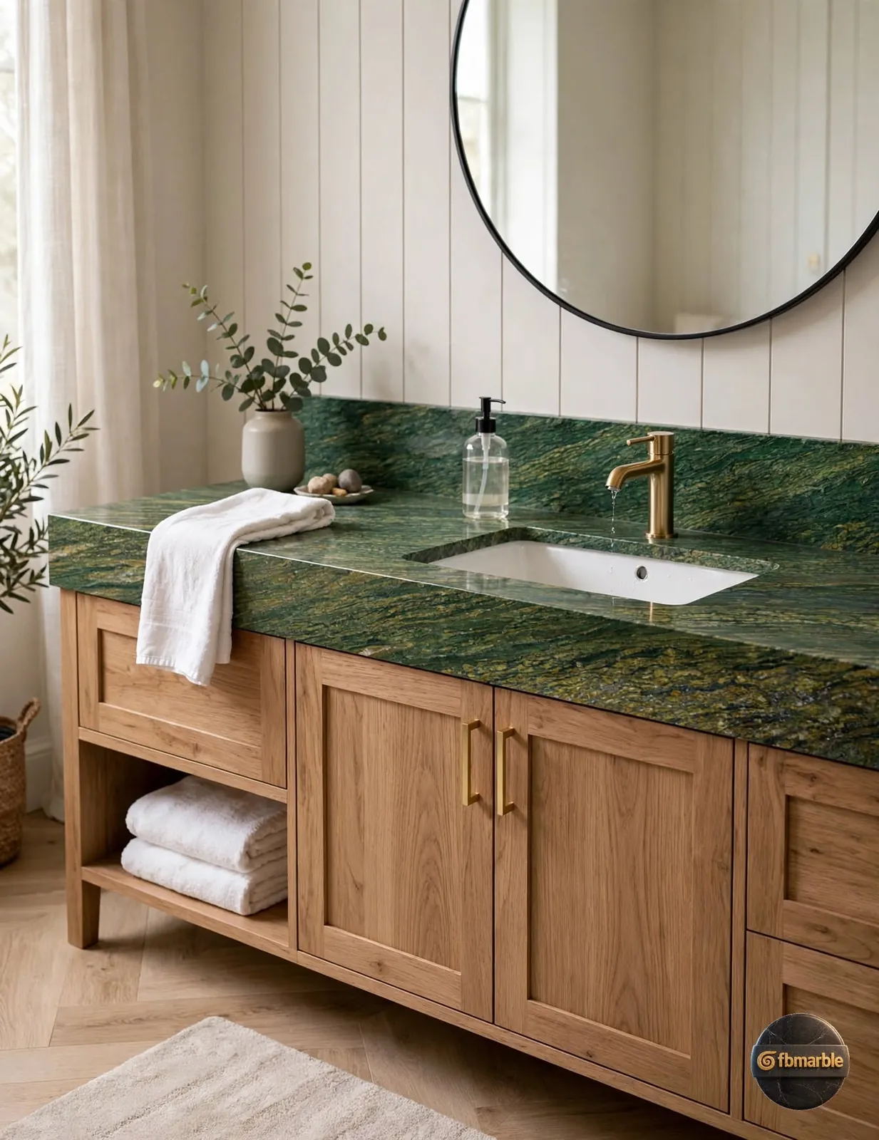Picasso Green Granite photo 2 β vivid green granite with abstract black, white and gold