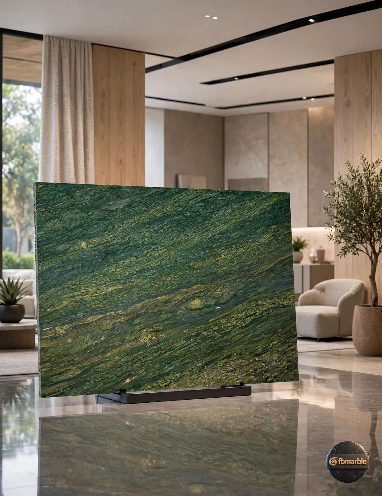 Picasso Green Granite photo 4 β vivid green granite with abstract black, white and gold