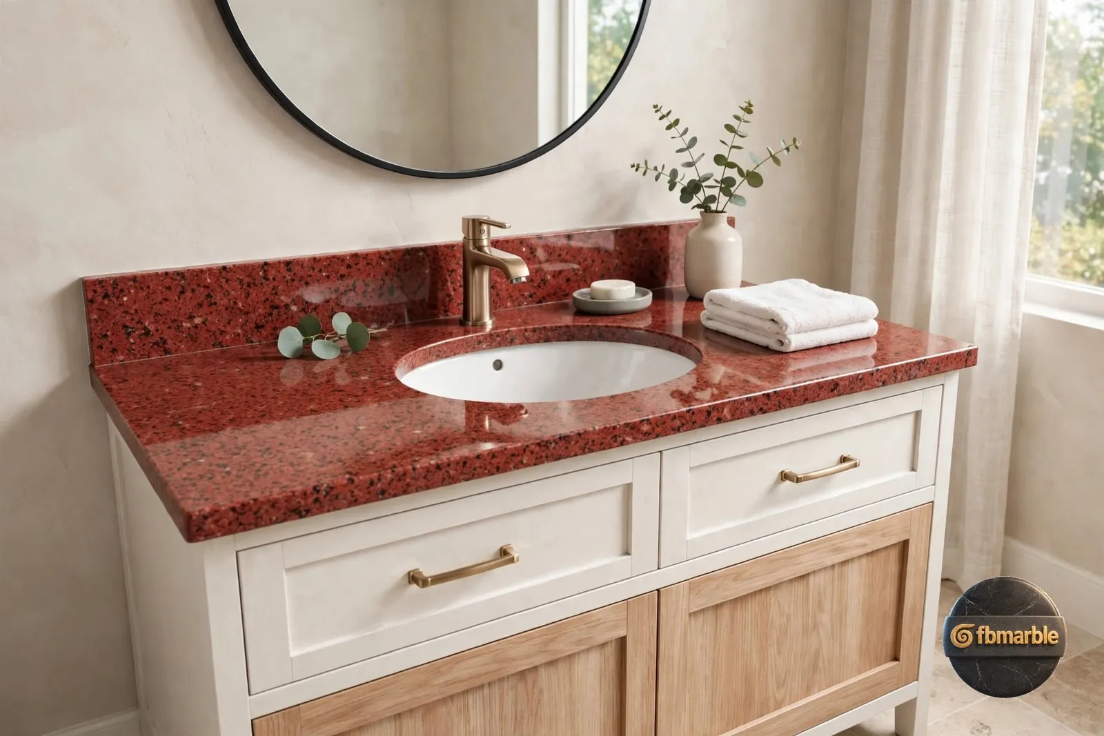 Red Ruby Granite photo 3 – deep ruby-red granite with black and white mineral grain